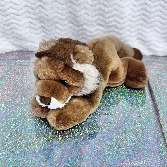 Vintage Aurora Lion 11" Stuffed Animal Plush Toy Weighted Beans Lion - Picture 2 of 11